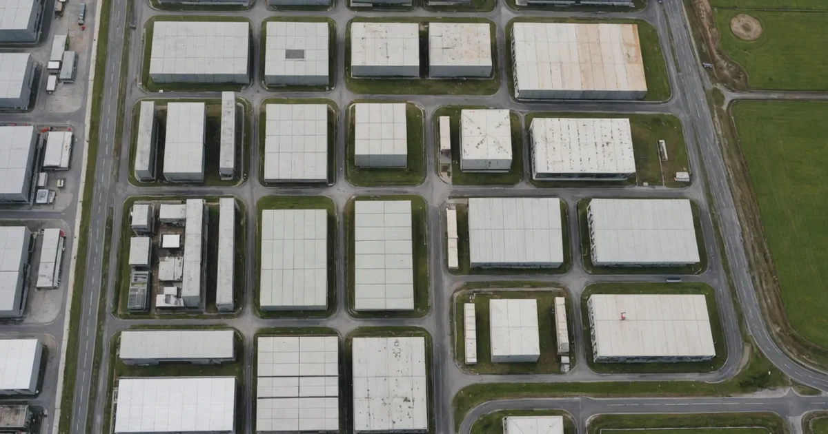 Aerial view of potential fission plant siting adjacent to data center campus